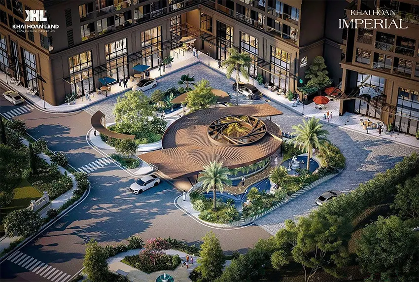 Quảng trường tri thức nằm giao thao giữa 2 tháp trong dự án Khải Hoàn Imperial