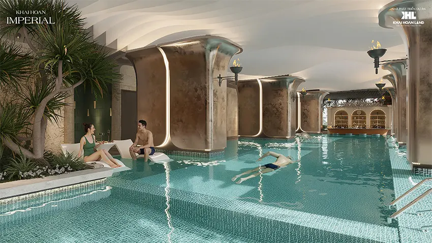 Hệ tiện ích hồ bơi trên tầng 21 của dự án Khải Hoàn Imperial
