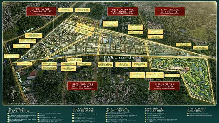 Tổng mặt bằng và chi tiết tiện ích của dự án Vinhomes Saigon Park