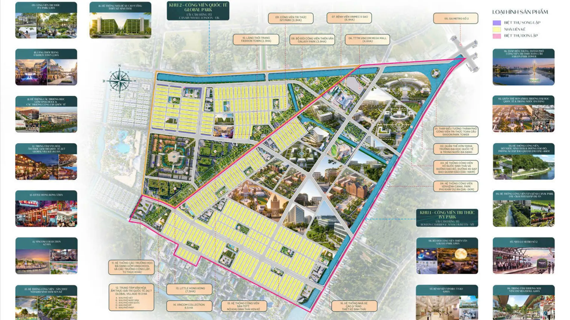 Toàn bộ tiện ích và bản đồ quy hoạch khu của Vinhomes Saigon Park tại Hóc Mộn